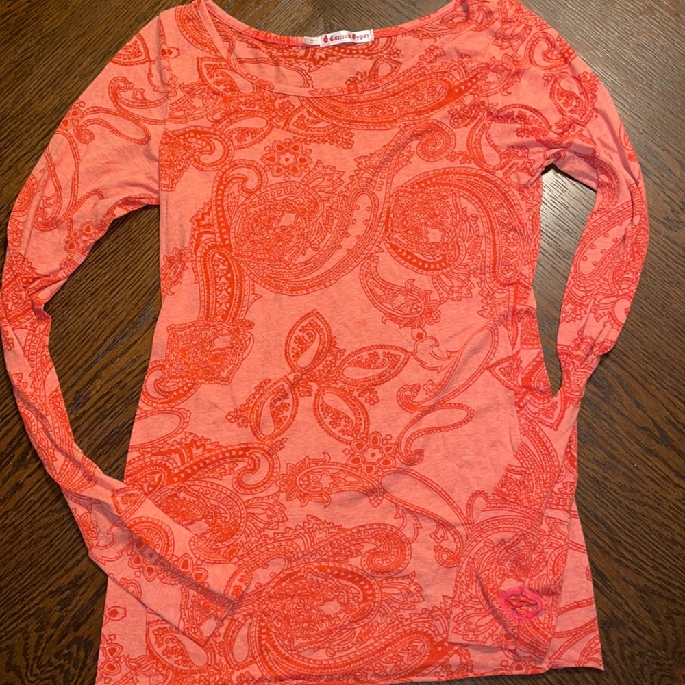 Vintage Curious Gypsy Orange Thermal Top Size Large